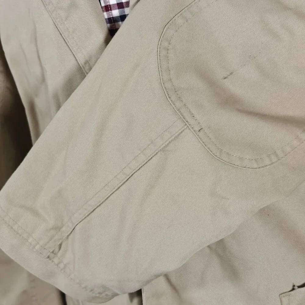 Duluth Trading Co. Mens Sport Coat Blazer Two Button Solid Beige Cotton Heavy LG